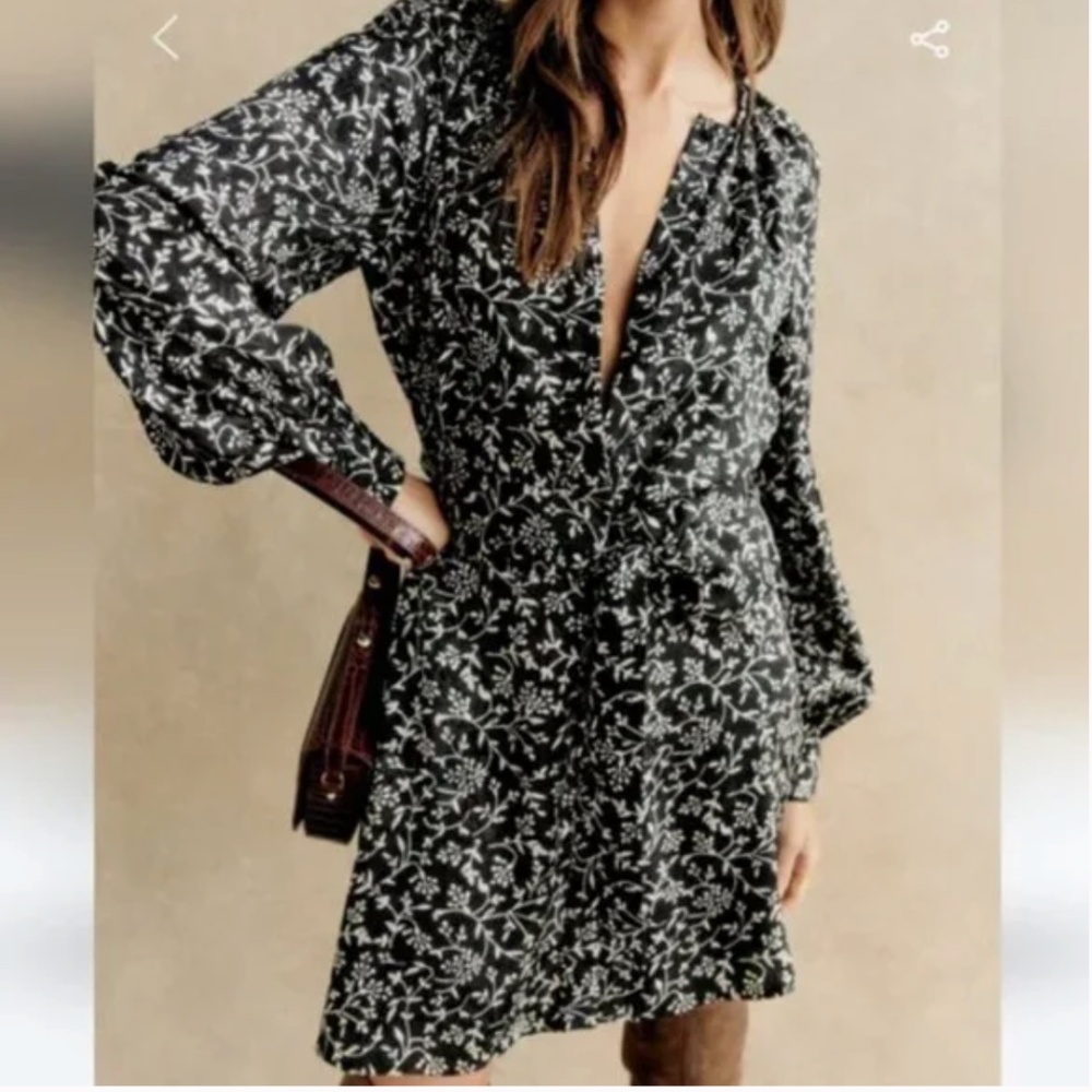 Sézane Merry Dress in Black & Ecru Floral Print - Picture 5 of 15